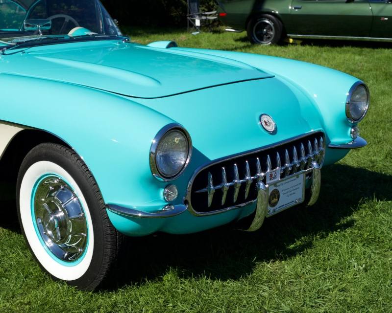 1957 Corvette, front end and wide whitewalls